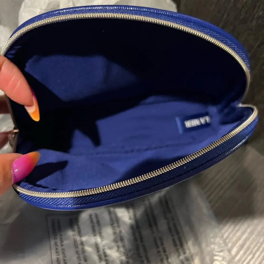 NWT La Mer Blue Metallic Cosmetic Case